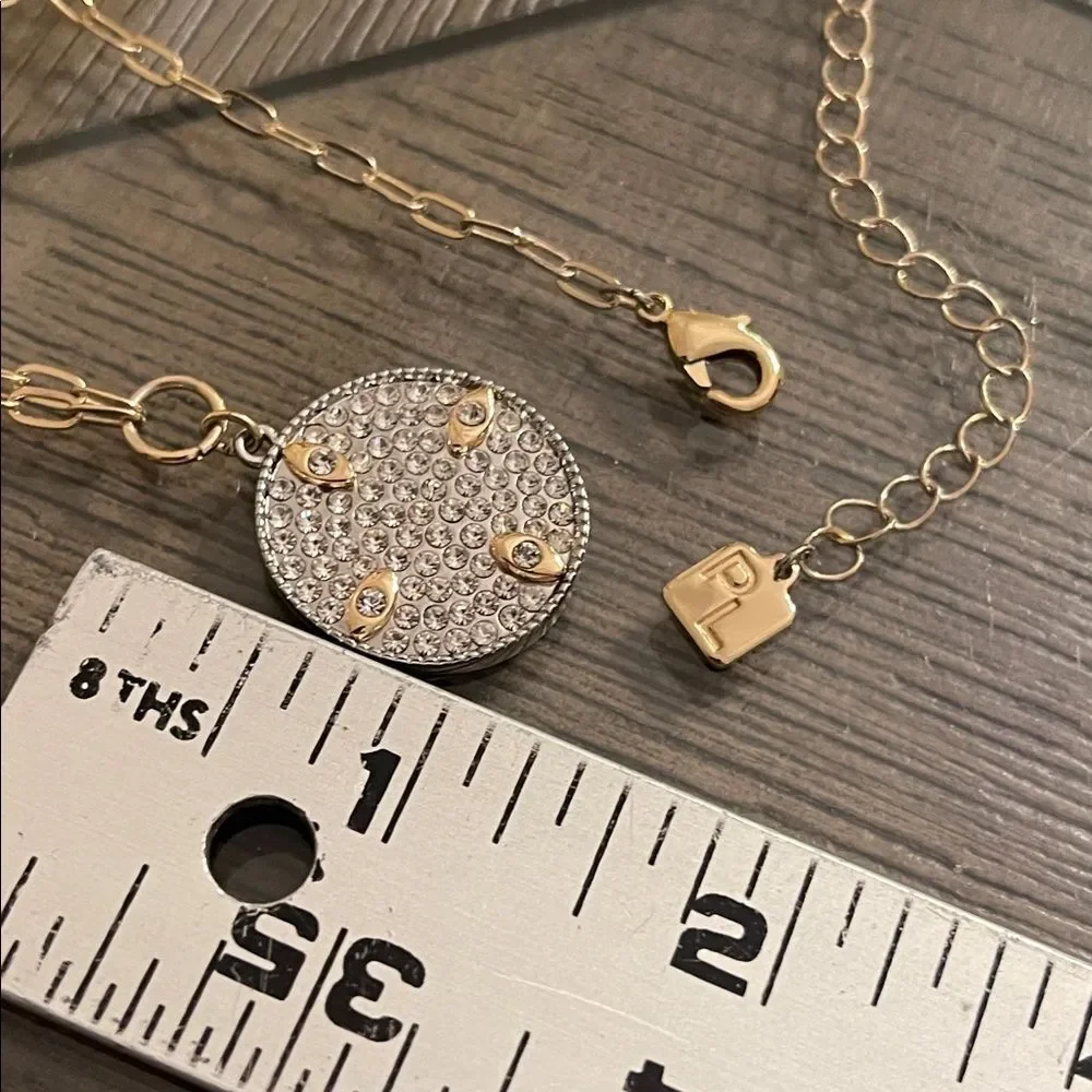 Park Lane Lennox Necklace Crystal Pave Round Pendant Necklace - Two-tone Jewelry